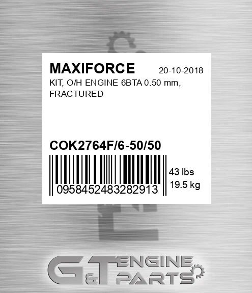 COK2764F/6-50/50 Kit, O/h Engine 6bta 0.50 Mm, Fractured for MAXIFORCE