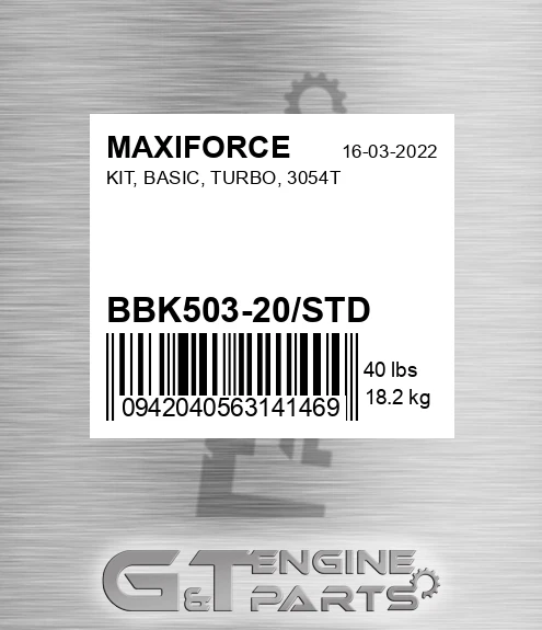 BBK503-20/STD Kit, Basic, Turbo, 3054t for MAXIFORCE