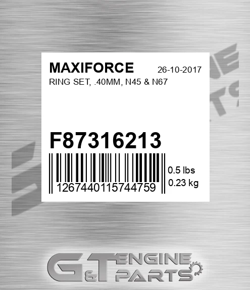 F87316213 Ring Set, .40mm, N45 & N67 for MAXIFORCE