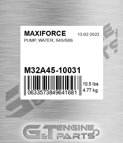 M32A45-10031 Pump, Water, S4s/s6s for MAXIFORCE