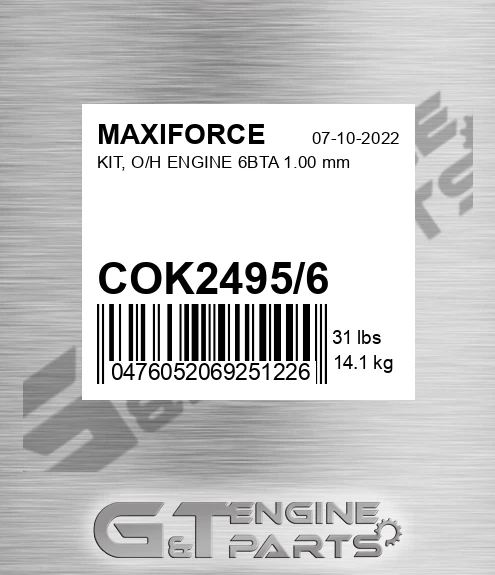 COK2495/6 Kit, O/h Engine 6bta 1.00 Mm for MAXIFORCE