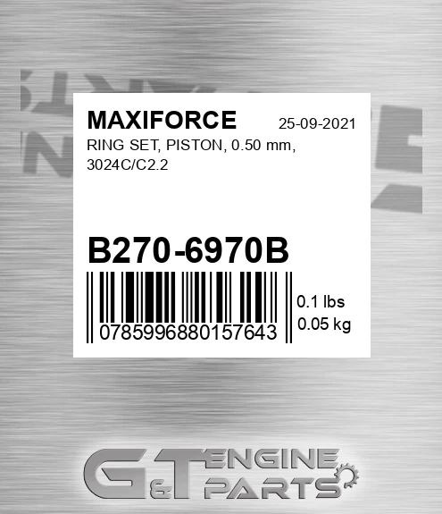 B270-6970B Ring Set, Piston, 0.50 Mm, 3024c/c2.2 for MAXIFORCE