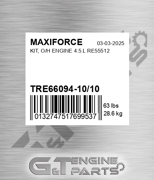TRE66094-10/10 Kit, O/h Engine 4.5.l Re55512 for MAXIFORCE