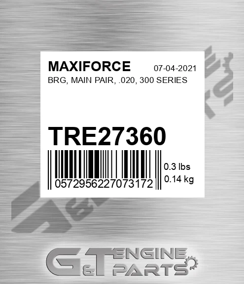 TRE27360 Brg, Main Pair, .020, 300 Series for MAXIFORCE