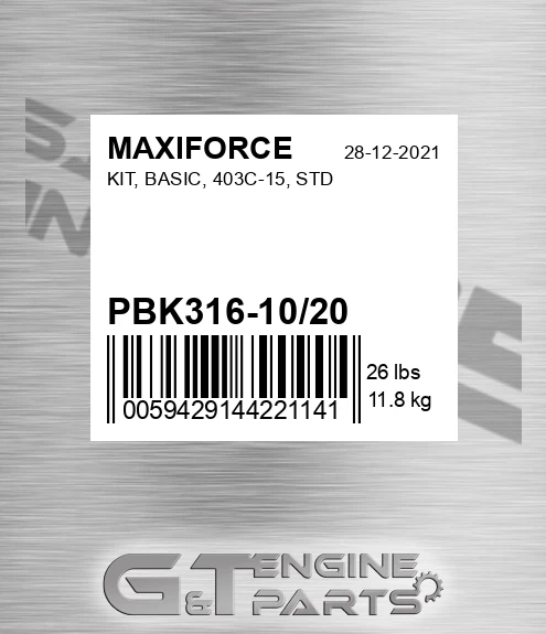 PBK316-10/20 Kit, Basic, 403c-15, Std for MAXIFORCE