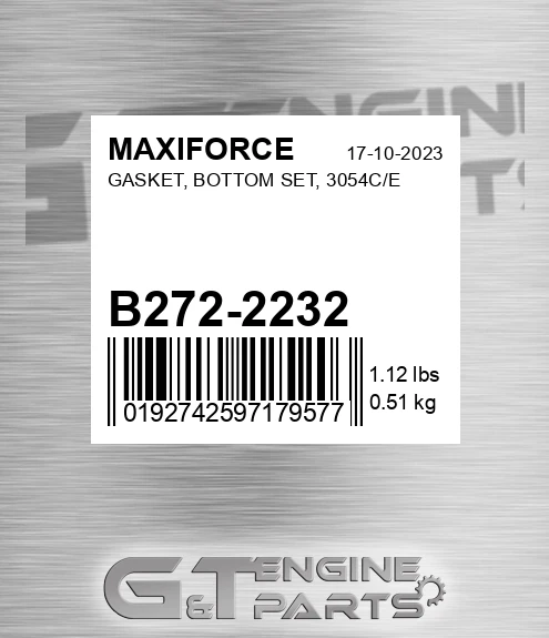 B272-2232 Gasket, Bottom Set, 3054c/e for MAXIFORCE