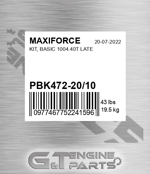 PBK472-20/10 Kit, Basic 1004.40t Late for MAXIFORCE