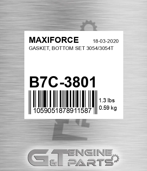 B7C-3801 Gasket, Bottom Set 3054/3054t for MAXIFORCE
