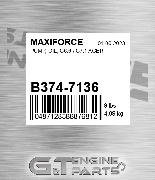 B374-7136 Pump, Oil, C6.6 / C7.1 Acert for MAXIFORCE