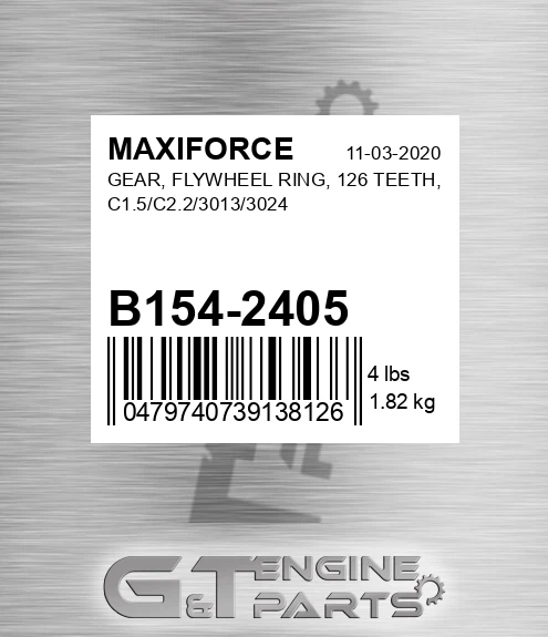 B154-2405 Gear, Flywheel Ring, 126 Teeth, C1.5/c2.2/3013/3024 for MAXIFORCE