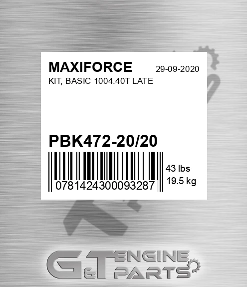 PBK472-20/20 Kit, Basic 1004.40t Late for MAXIFORCE