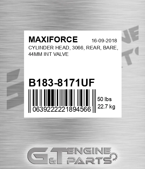 B183-8171UF Cylinder Head, 3066, Rear, Bare, 44mm Int Valve for MAXIFORCE