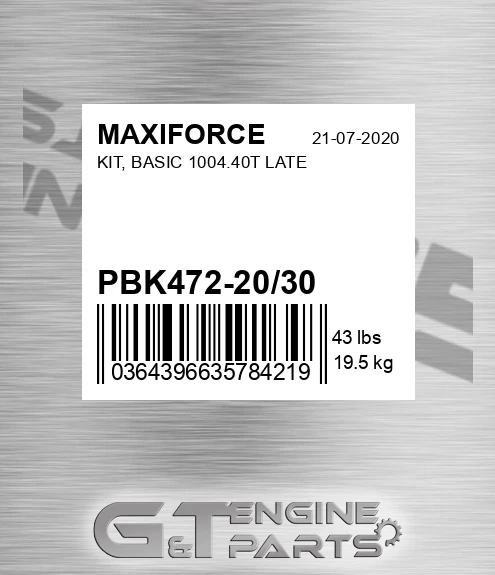 PBK472-20/30 Kit, Basic 1004.40t Late for MAXIFORCE