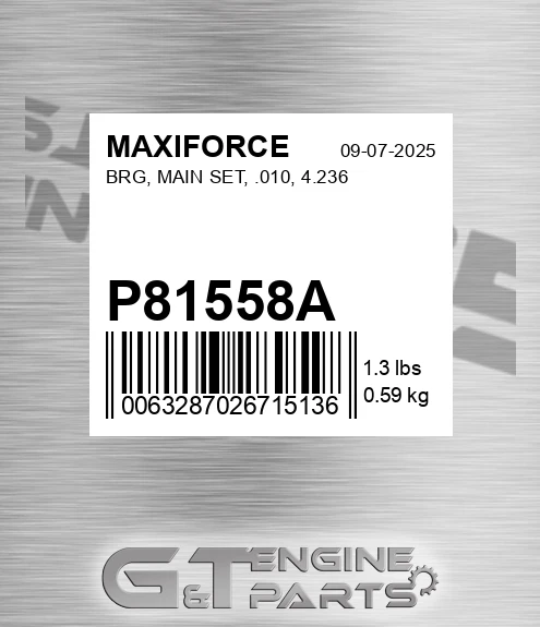 P81558A Brg, Main Set, .010, 4.236 for MAXIFORCE