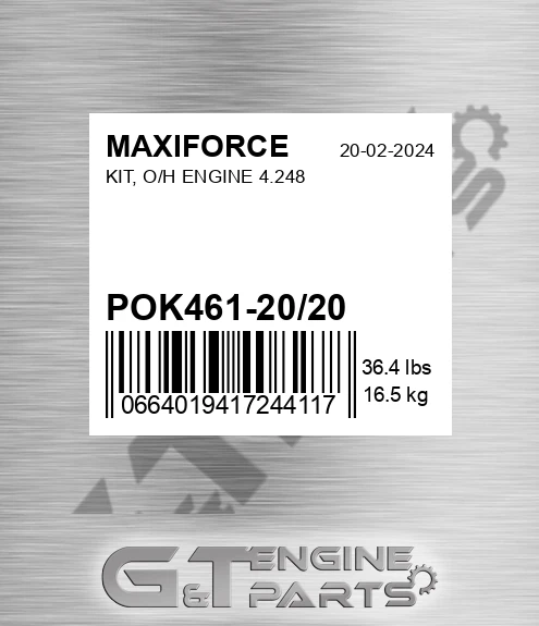 POK461-20/20 Kit, O/h Engine 4.248 for MAXIFORCE