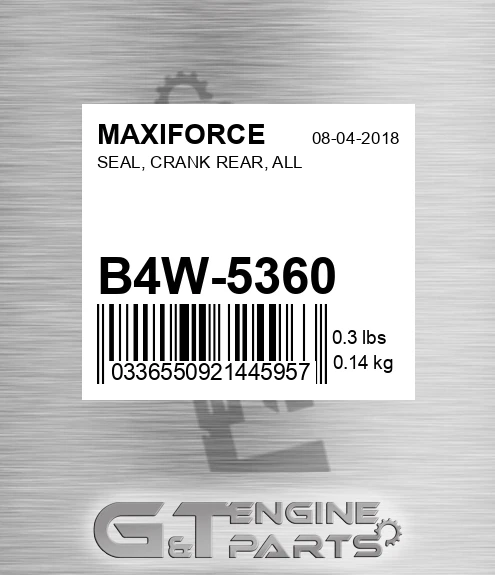 B4W-5360 Seal, Crank Rear, All for MAXIFORCE