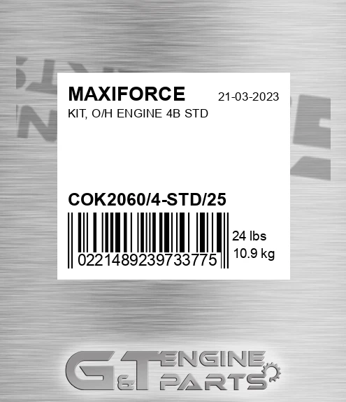 COK2060/4-STD/25 Kit, O/h Engine 4b Std for MAXIFORCE