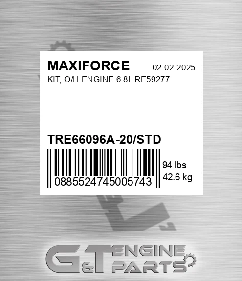 TRE66096A-20/STD Kit, O/h Engine 6.8l Re59277 for MAXIFORCE