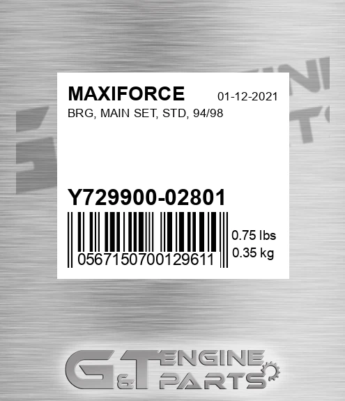 Y729900-02801 Brg, Main Set, Std, 94/98 for MAXIFORCE