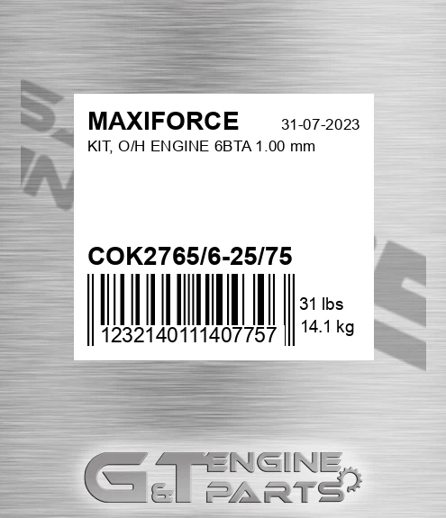 COK2765/6-25/75 Kit, O/h Engine 6bta 1.00 Mm for MAXIFORCE