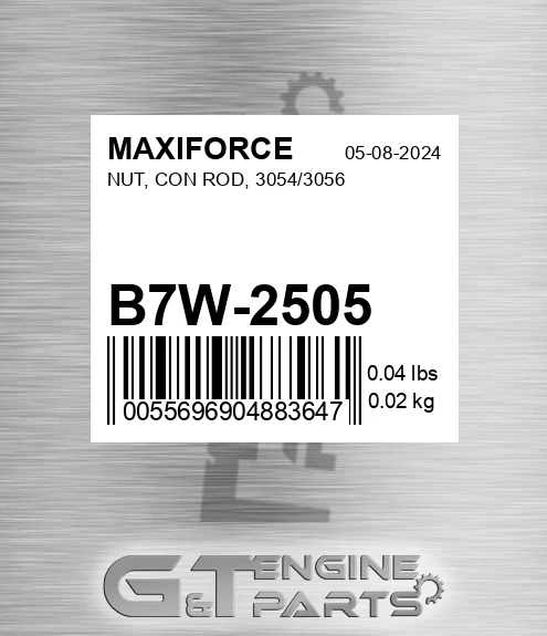 B7W-2505 Nut, Con Rod, 3054/3056 for MAXIFORCE
