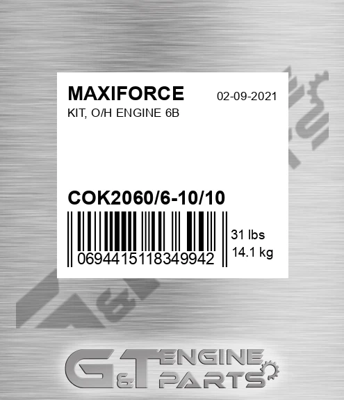 COK2060/6-10/10 Kit, O/h Engine 6b for MAXIFORCE