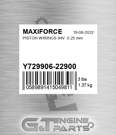 Y729906-22900 Piston W/rings 94v 0.25 Mm for MAXIFORCE
