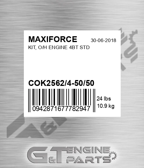 COK2562/4-50/50 Kit, O/h Engine 4bt Std for MAXIFORCE