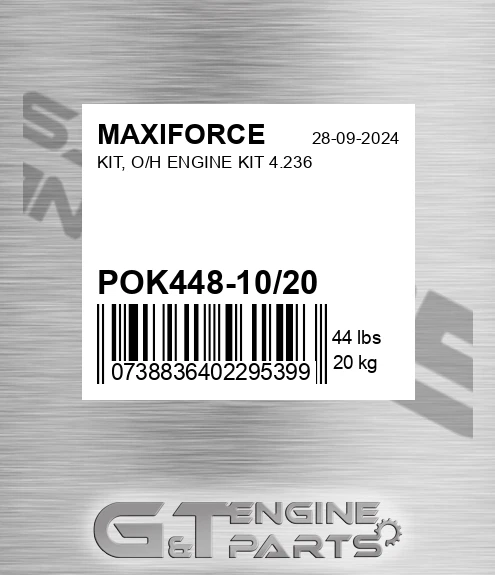 POK448-10/20 Kit, O/h Engine Kit 4.236 for MAXIFORCE