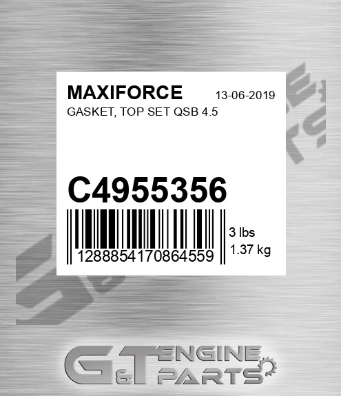 C4955356 Gasket, Top Set Qsb 4.5 for MAXIFORCE