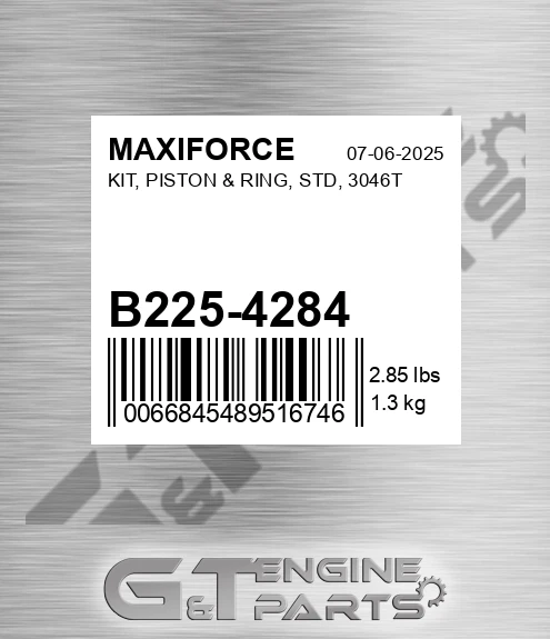 B225-4284 Kit, Piston & Ring, Std, 3046t for MAXIFORCE
