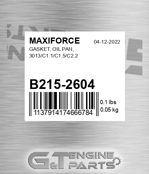 B215-2604 Gasket, Oil Pan, 3013/c1.1/c1.5/c2.2 for MAXIFORCE