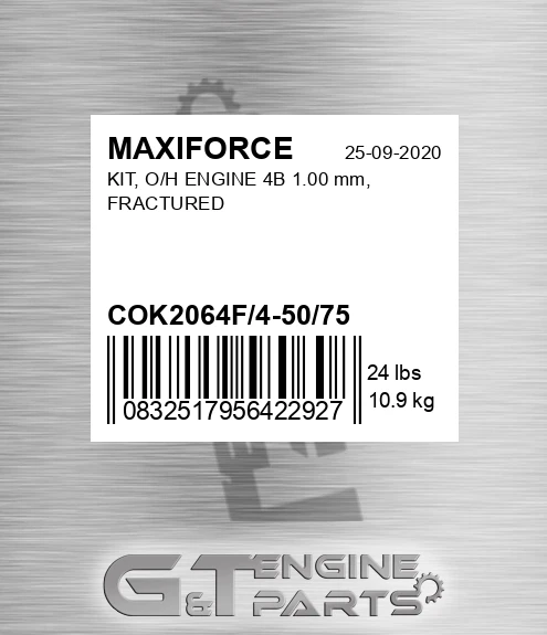 COK2064F/4-50/75 Kit, O/h Engine 4b 1.00 Mm, Fractured for MAXIFORCE