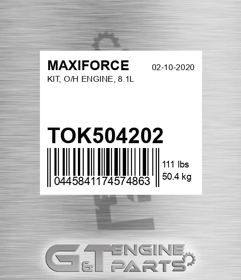 TOK504202 Kit, O/h Engine, 8.1l for MAXIFORCE