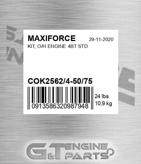 COK2562/4-50/75 Kit, O/h Engine 4bt Std for MAXIFORCE