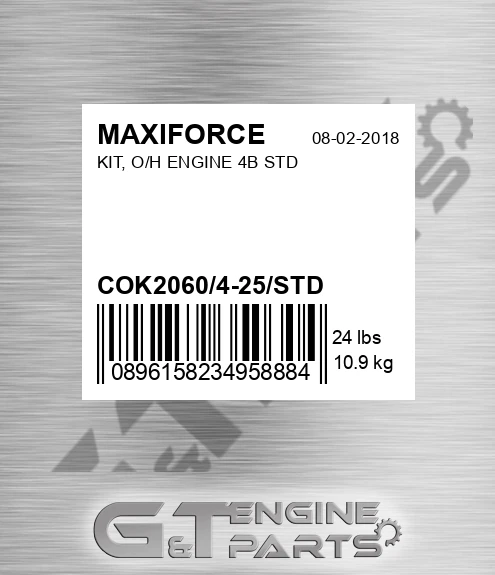 COK2060/4-25/STD Kit, O/h Engine 4b Std for MAXIFORCE