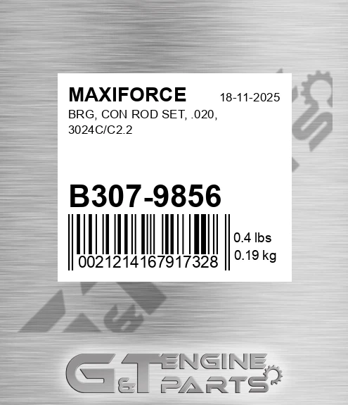 B307-9856 Brg, Con Rod Set, .020, 3024c/c2.2 for MAXIFORCE