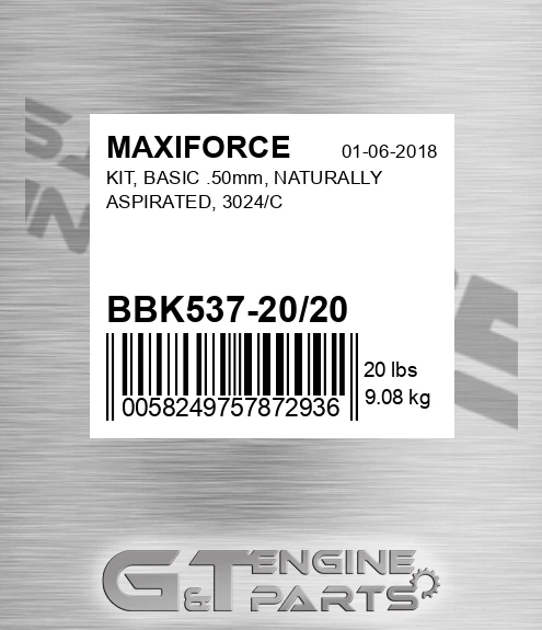 BBK537-20/20 Kit, Basic .50mm, Naturally Aspirated, 3024/c for MAXIFORCE