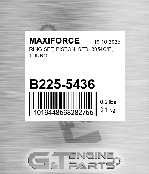 B225-5436 Ring Set, Piston, Std, 3054c/e, Turbo for MAXIFORCE