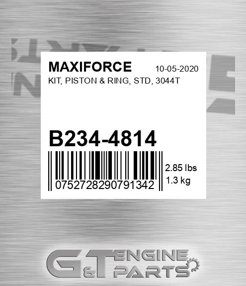 B234-4814 Kit, Piston & Ring, Std, 3044t for MAXIFORCE
