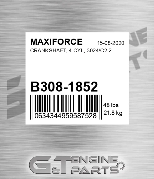 B308-1852 Crankshaft, 4 Cyl, 3024/c2.2 for MAXIFORCE