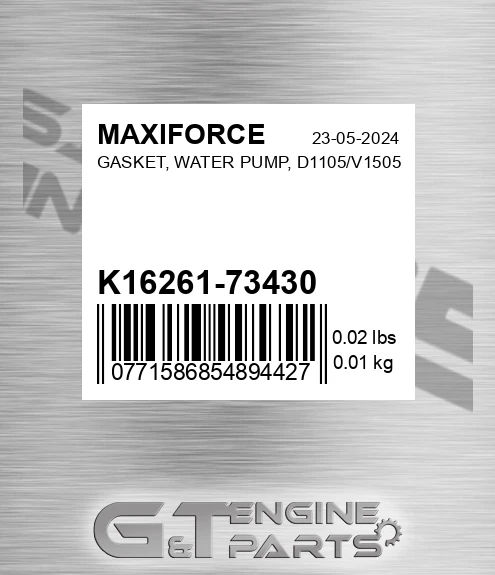 K16261-73430 Gasket, Water Pump, D1105/v1505 for MAXIFORCE