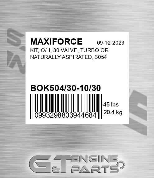 BOK504/30-10/30 Kit, O/h, 30 Valve, Turbo Or Naturally Aspirated, 3054 for MAXIFORCE