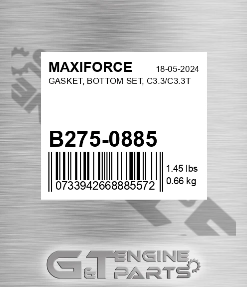 B275-0885 Gasket, Bottom Set, C3.3/c3.3t for MAXIFORCE