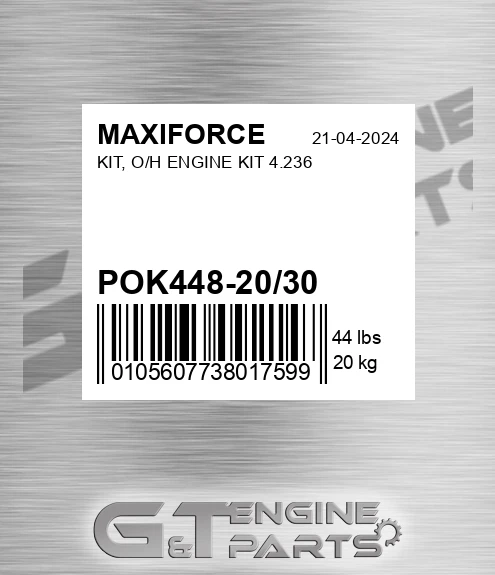 POK448-20/30 Kit, O/h Engine Kit 4.236 for MAXIFORCE