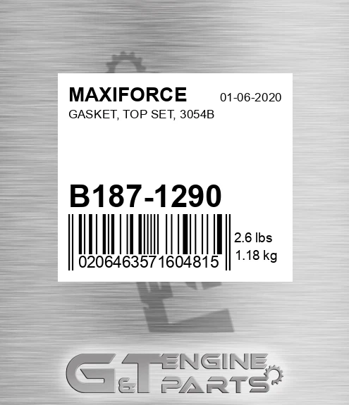 B187-1290 Gasket, Top Set, 3054b for MAXIFORCE