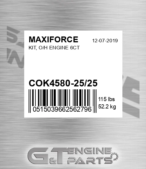 COK4580-25/25 Kit, O/h Engine 6ct for MAXIFORCE
