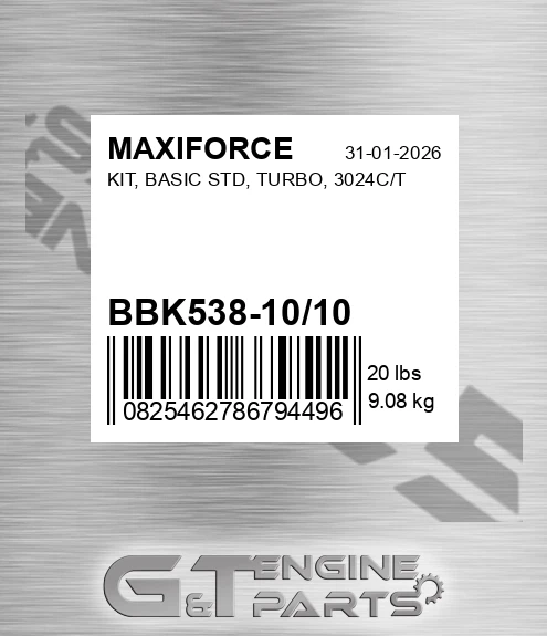 BBK538-10/10 Kit, Basic Std, Turbo, 3024c/t for MAXIFORCE