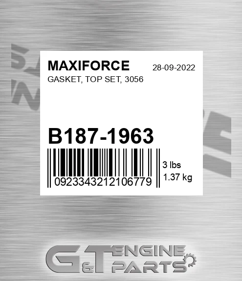 B187-1963 Gasket, Top Set, 3056 for MAXIFORCE