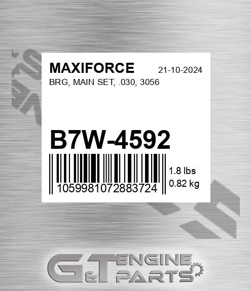 B7W-4592 Brg, Main Set, .030, 3056 for MAXIFORCE